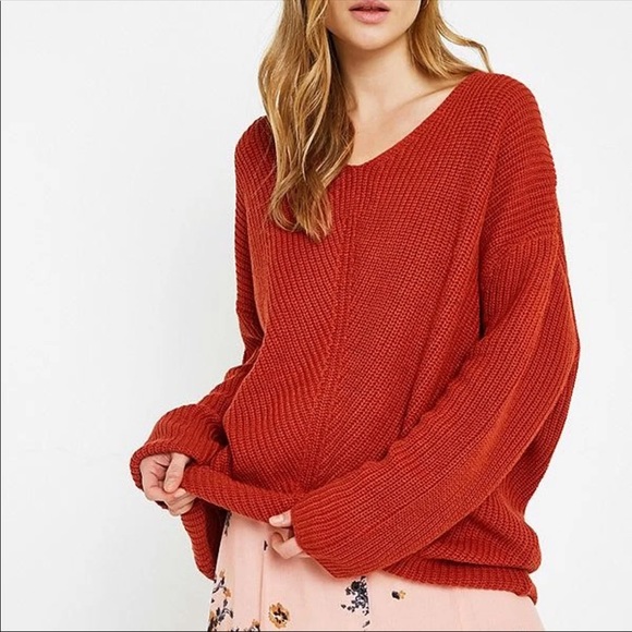 Orange Knit Oversized Sweater 